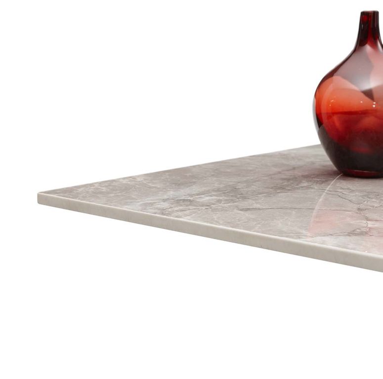 Carrara-Boris étkezőasztal, kerámia lap-szálcsiszolt acél láb, 160-220x76x88 cm "k"