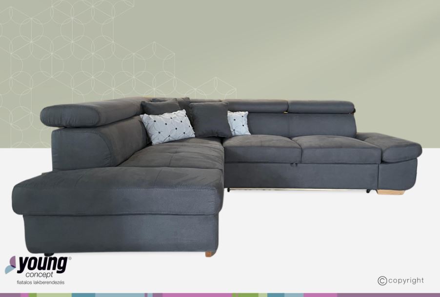 Mondello sarokgarnitúra Hermes 2021 antracitszürke,(C+) 265x230 cm"k"