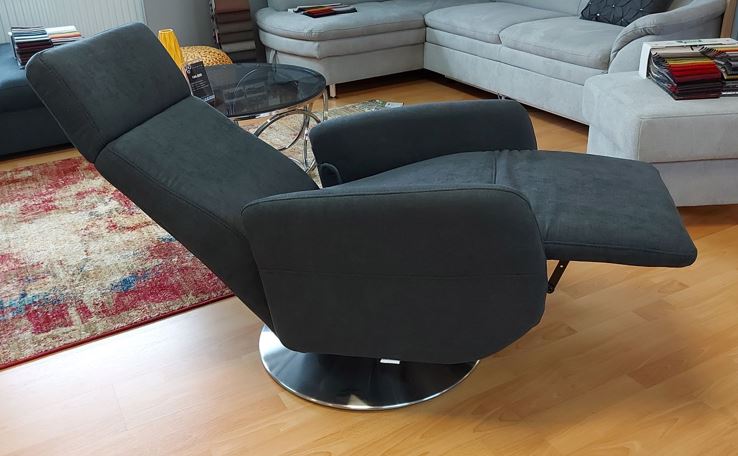 Snake relaxfotel "S2" manuális, láb szálcsiszolt forgótányér, Olymia clean sötétszürke(C)
