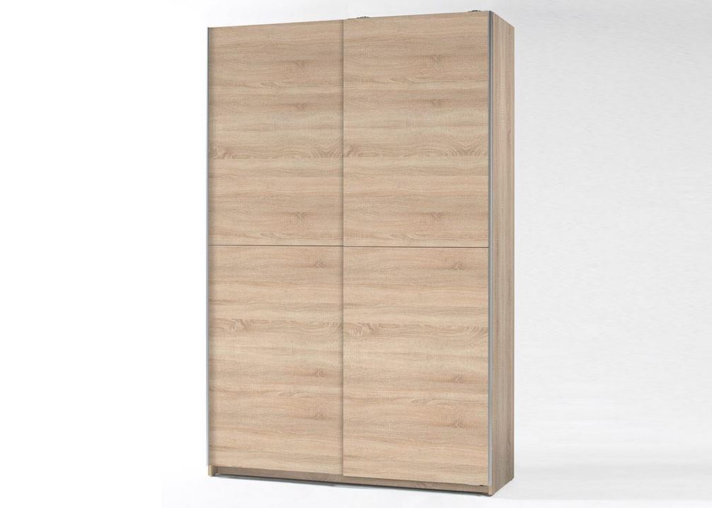 Safari tolóajtós szekrény, keskeny mélységű, extra belsőkkel,sonoma tölgy,125x195x38cm