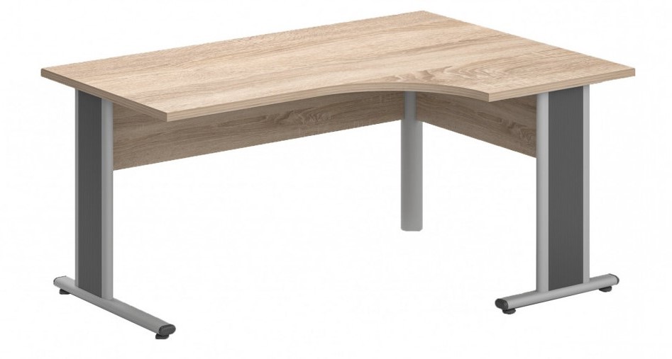 D-Line Classic AVA fémlábas 160/120 sarkos operatív asztal, jobbos, szil, 160x74x120 cm