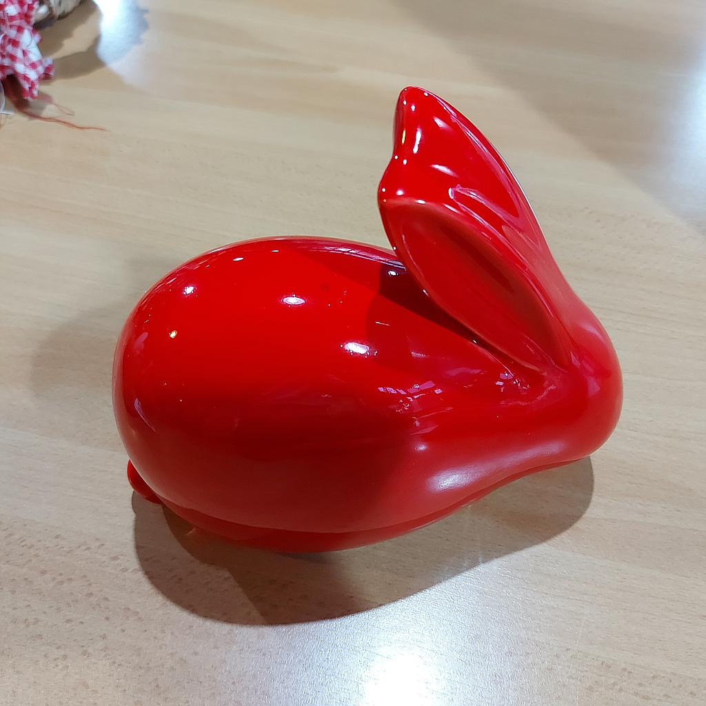 365235 "Sporty" nyúl vörös mázas kerámia 17/20*19 cm"k"