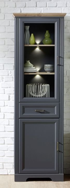 Jillana keskeny vitrin GH02, Grafit / Artisan tölgy, 66x204x42 cm