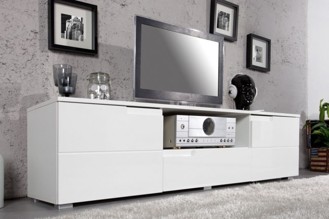 Lidia TV-állvány magasfényű fehér, 165x42x40 cm"k"