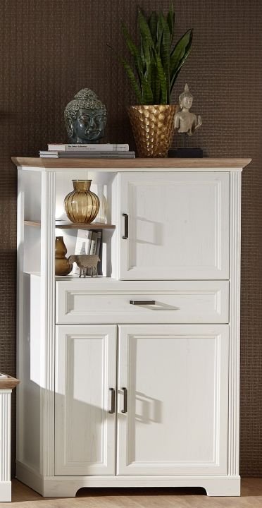 Jillana tárolós komód elem UH06, Fehér / Artisan tölgy, 93x150x42 cm