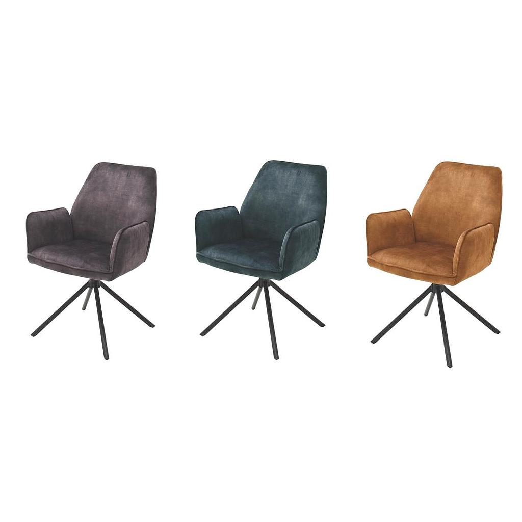 Otto karszék KIFORDULÓS, vintage szövet, fekete láb