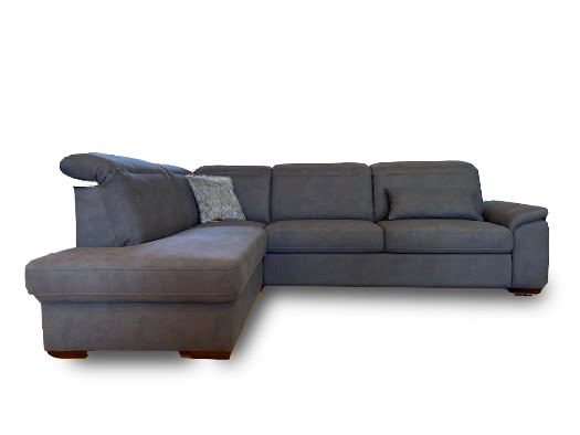 Ravenna sarokgarnitúra, állítható fejtámlákkal, vendégággyal, felnyíló tárolós elemmel, Szürke, 286x200 cm