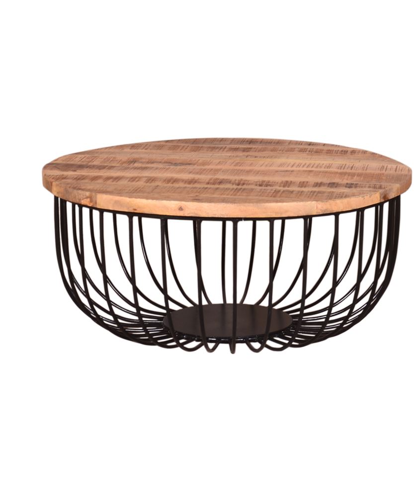 Mango 7N dohányzóasztal, mangófa / fekete fém, 80x38 cm (nagy)"k"