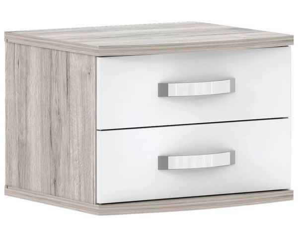 Rosso éjjeliszekrény 2 fiókkal, homoktölgy-fényesfehér