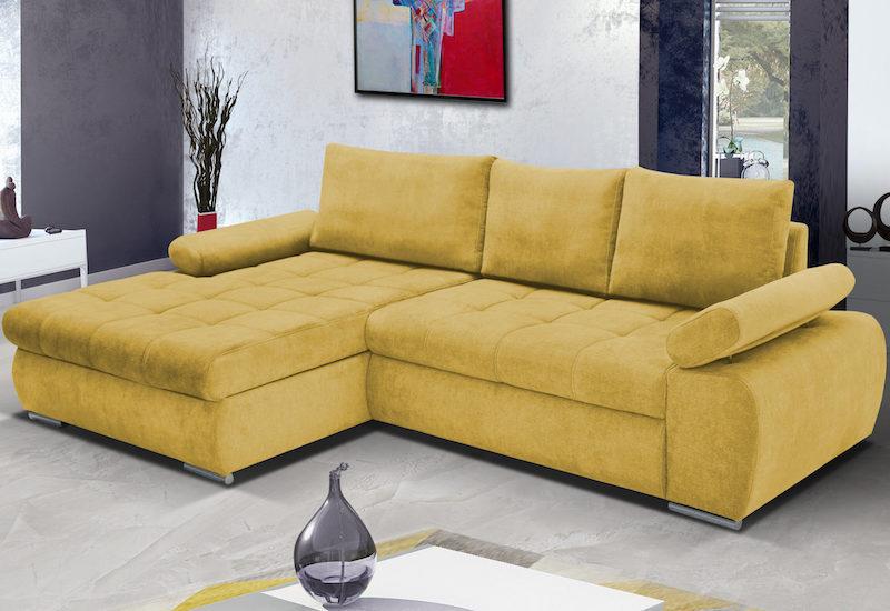 Info sarokgarnitúra, mustársárga, 294x174 cm