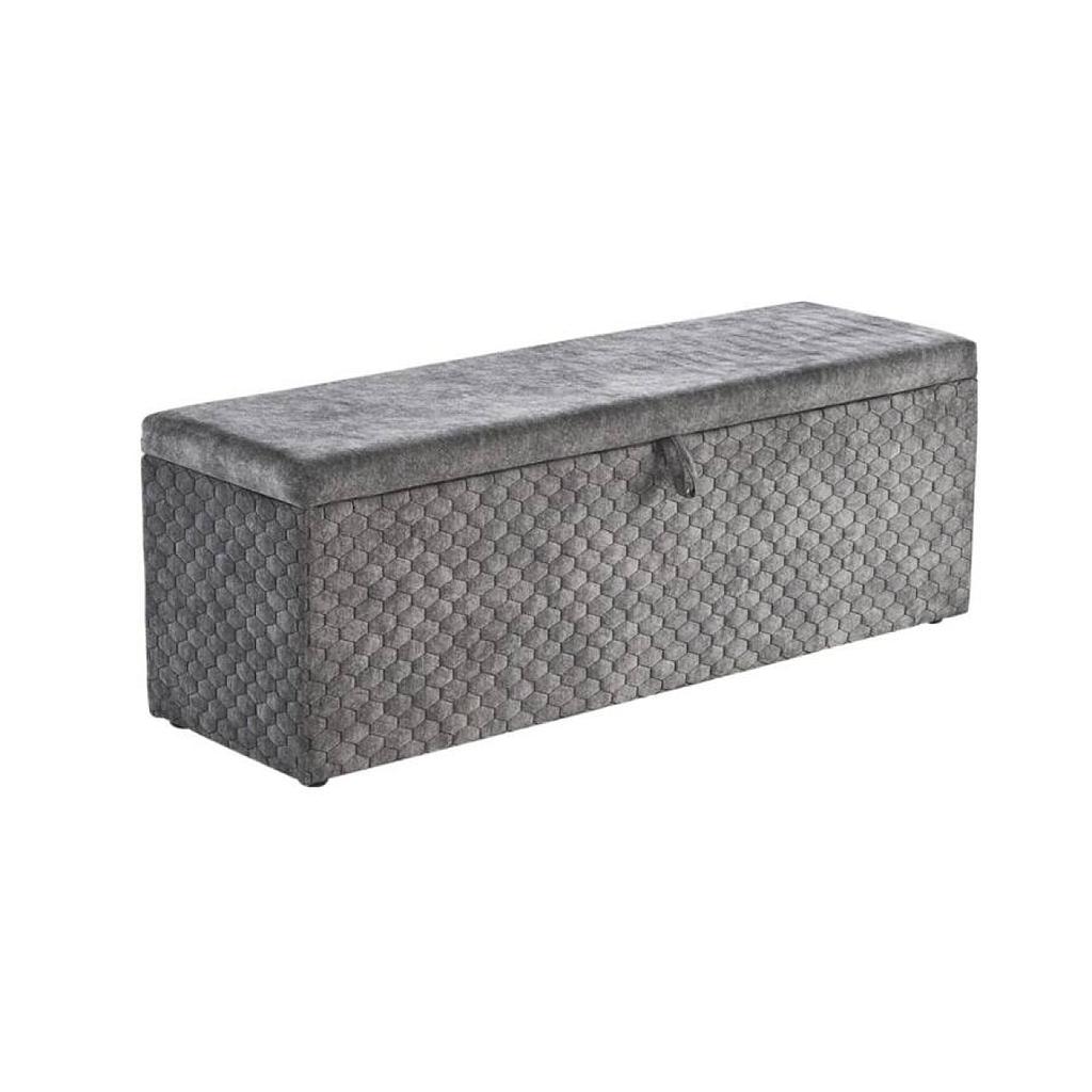 Bábel tárolós ülőpad,szürke, 140x49x43 cm