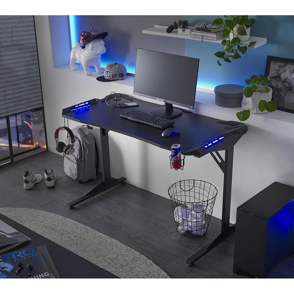 Gamer íróasztal, Carbon Optik-fekete, 119x76x60 cm"ksz"