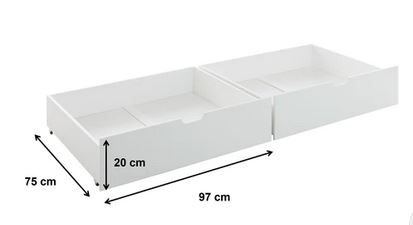 Paula ágyneműtartó fiók 2-es szett, fehér fenyő