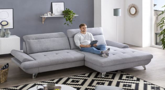 Ronald sarokgarnitúra, szürke szövet (1.), 274x178 cm