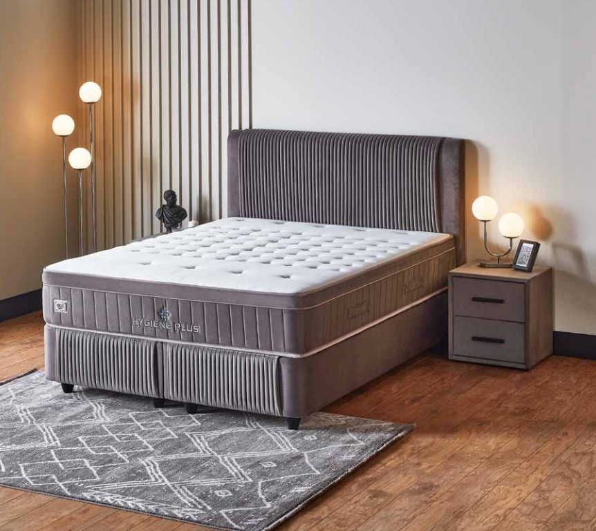 Genius boxspring ágyszett matraccal,szürke, 160x200 cm