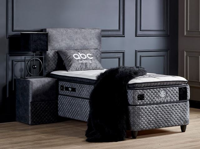 Bábel boxspring ágyszett (ágyneműtartós ágy matraccal),szürke, 90*200cm