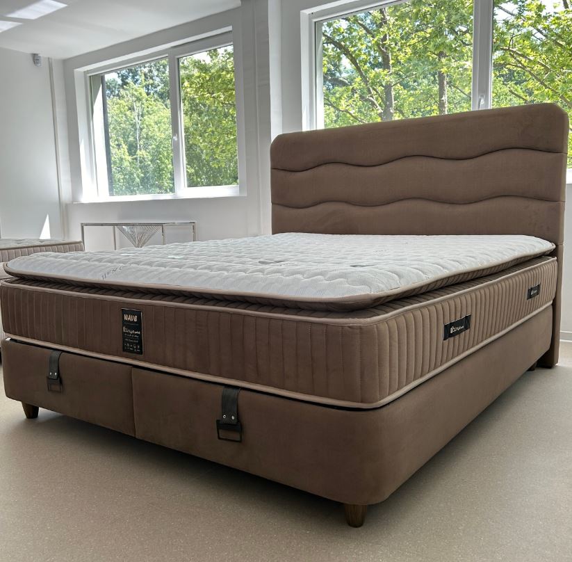Welle boxspring franciaágy matraccal,barna, 180x200cm