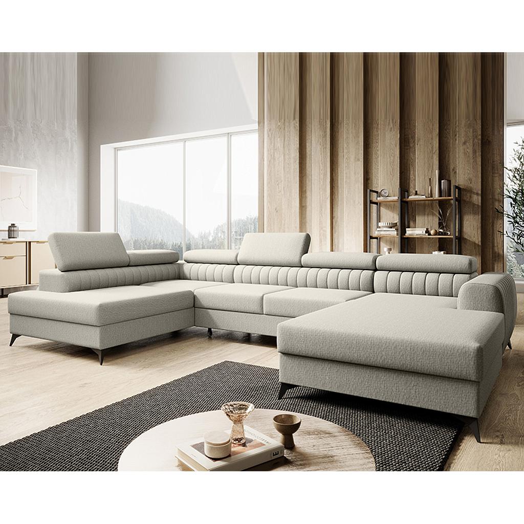 Daisy U ülőgarnitúra, jobbos lábtartó, krém, 203x350x203 cm