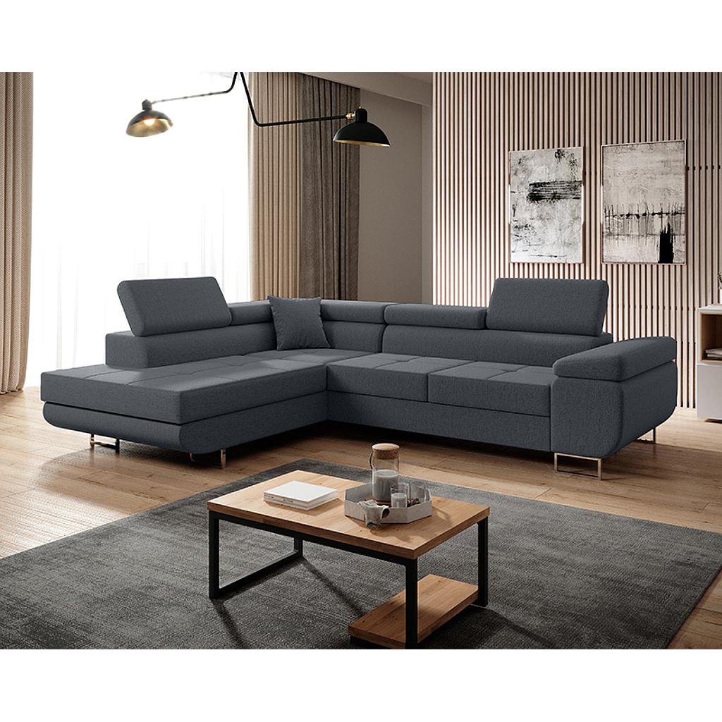 Clematis sarokgarnitúra, balos, antracit, 275x202 cm+1 db díszpárna