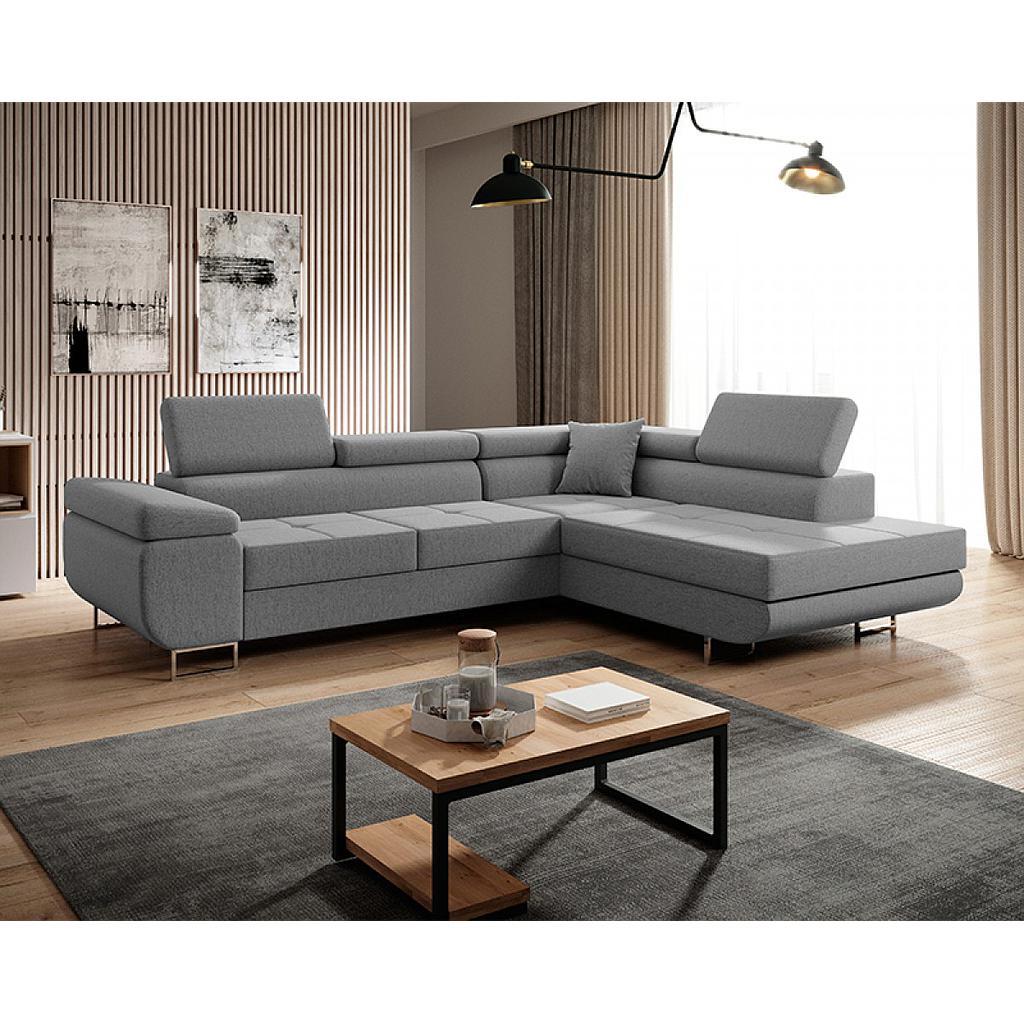 Clematis sarokgarnitúra, jobbos, szürke, 275x202 cm +1 db díszpárna