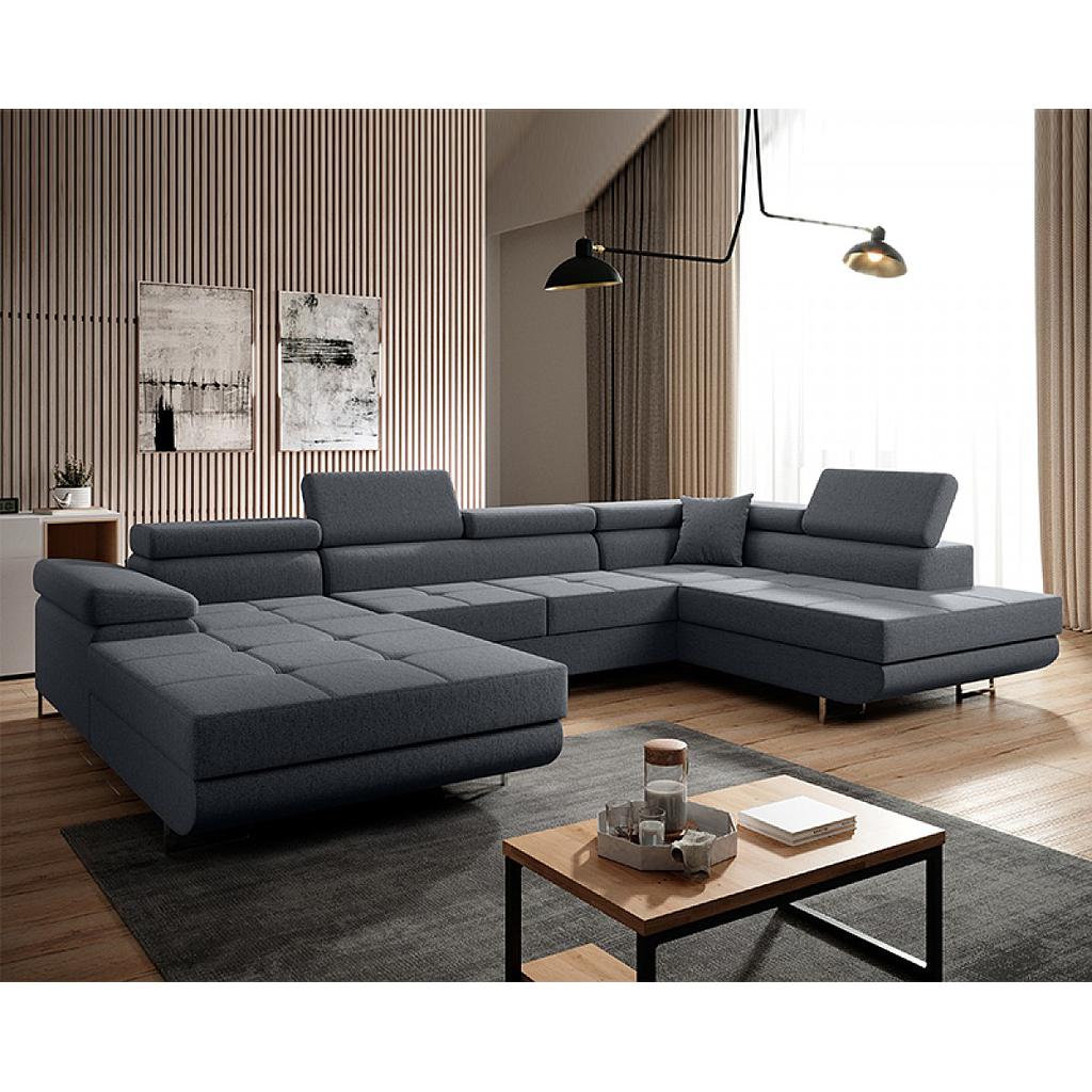 Clematis U ülőgarnitúra, balos lábtartó, antracit, 202x345x202 cm+1db díszpárna