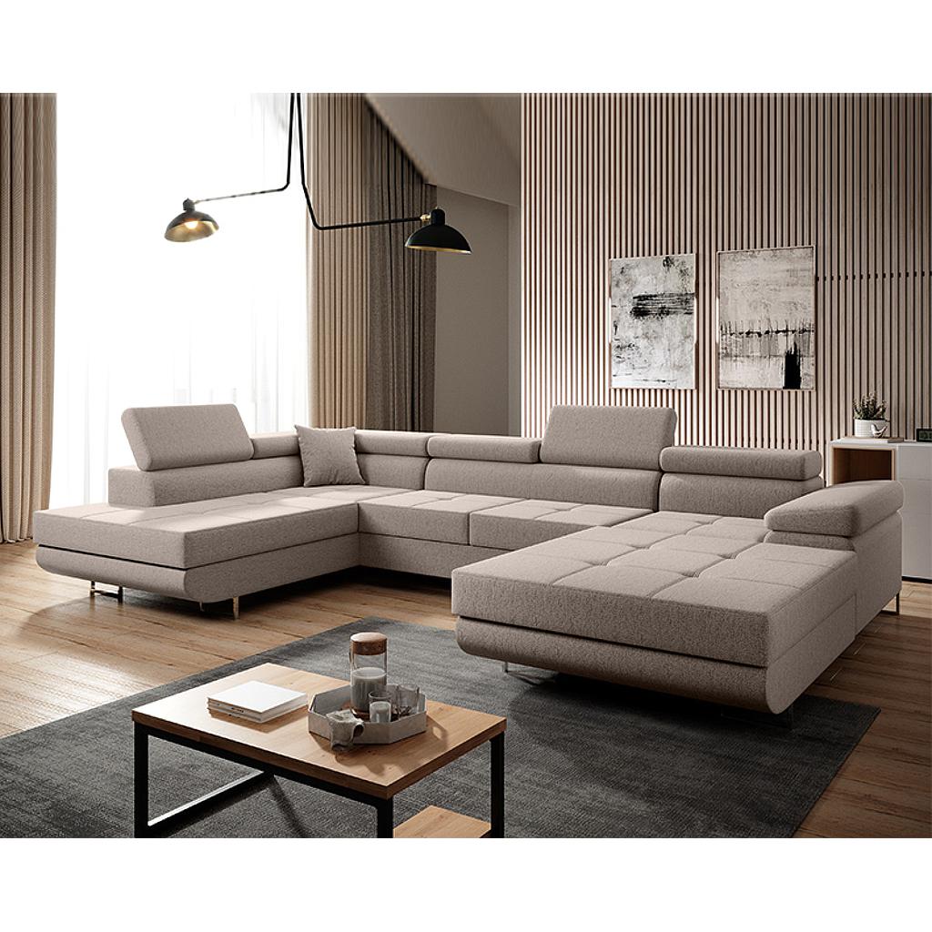 Clematis U ülőgarnitúra, jobbos lábtartó, beige, 202x345x202 cm+1db díszpárna