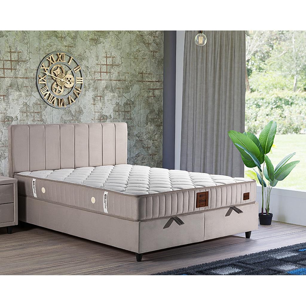 Ariel boxspring ágyszett (ágyneműtartós ágy matraccal),beige bársony, 140*200cm