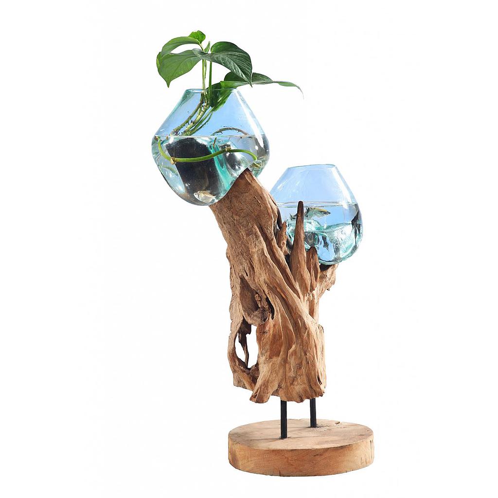 Drop 7 dekoráció,fa-2 üveg "k"