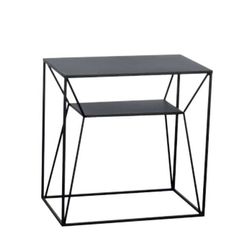 Fekete lerakóasztal, fém, tetőlap: 58,5x35,5 cm, 59cm magas