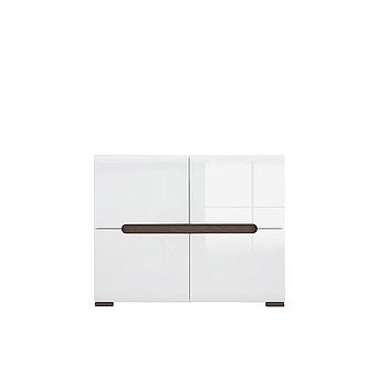 Glossy 4ajtós komód, magasfényű fehér/mágikus wenge/fehér, 105x84x41cm