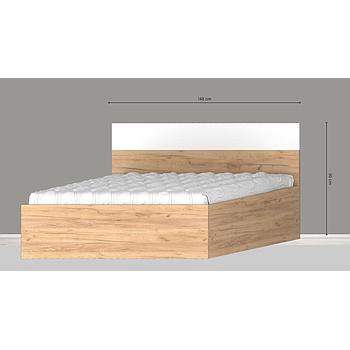 Drill-140 ágyneműtartós ágy, Gold craft tölgy / Fényes fehér, 140x200 cm