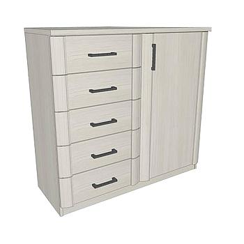 LUXOR Komód,5fiók+1ajtó, 92x88x37 cm, Polar Larch