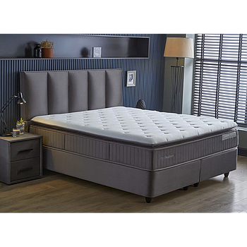 Kolibri boxspring franciaágy szett (ágyneműtartóval, matraccal),szürke,160x200cm
