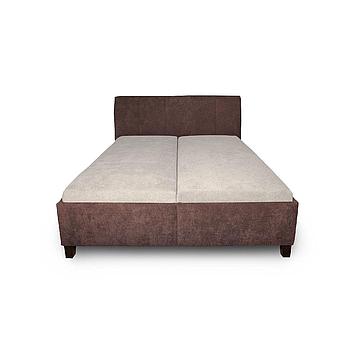 Minotti franciaágy, 160x200 cm fixen kárpitozott fekvőfelülettel, pillangó nyitással, 2db dobozból, alap+fejtámla Alfa 08/ barna, matrac Alfa 03 világos barna