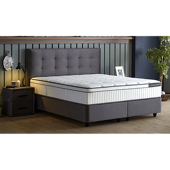 Milano boxspring franciaágy szett (ágyneműtartóval, matraccal),szürke,180x200cm