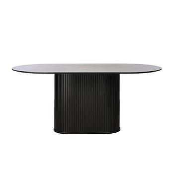 Lamel asztal, ovál, fekete tölgy furnér, 180x75x95 cm