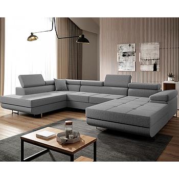 Clematis U ülőgarnitúra, jobbos lábtartó, szürke, 202x345x202 cm +1db díszpárna