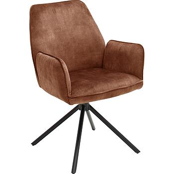 Otto karszék KIFORDULÓS, ROZSDABARNA vintage szövet, fekete lábne