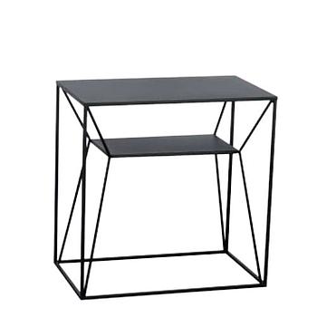 Fekete lerakóasztal, fém, tetőlap: 58,5x35,5 cm, 59cm magas