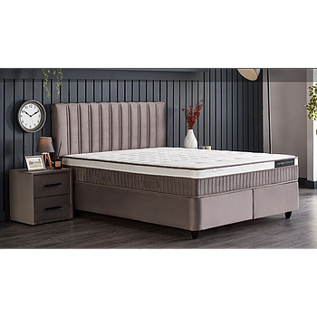 Korzika boxspring franciaágy szett (ágyneműtartóval, matraccal),szürke,160x200cm